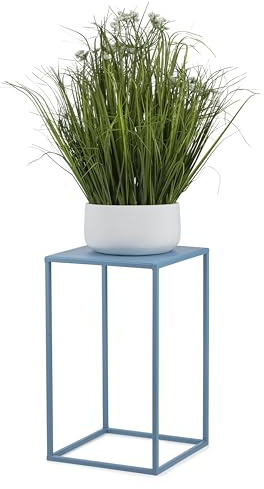 HowHomely Blumenständer Metall Blau 40 cm Hoch - Solider und Robuster Blumenhocker Metall - Pflanzenständer für die Dekoration in Wohnzimmer Schlafzimmer oder Büro