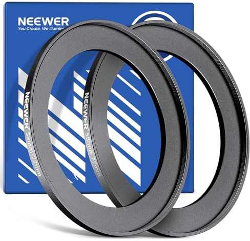 Neewer 58-77 mm stegring-adapter (2-pack) med rengöringsduk, ultratunt aluminiumlegeringsfilter adapterring för 58 mm kameralins för att använda 77 mm filter