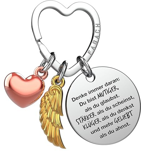 FABACH Beste Freundin Schlüsselanhänger Schutzengel Glücksbringer mit Herz und Gravur - Beste Freundin Geschenke Schlüsselanhänger Herz - Beste Freundinnen Geschenk Engel Glücksbringer