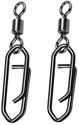 Atibin High Strength Fishing Clips Swivel Freshwater Saltwater Fishing Snaps Connector Rolling Barrel Swivels Fishing Clip Speed Change Black Nickel, 50pcs, 20lbs