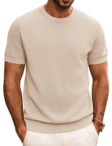 PJ PAUL JONES Casual T-tröjor för män klassiska kortärmad stickade t-shirts rund hals solida t-shirts