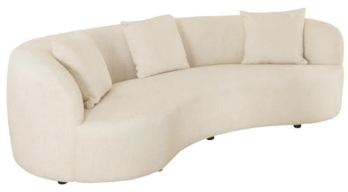 3-Sitzer Sofa ATELIER - 230cm - beige - Bouclé - inklusive Kissen | 3 Kissen, Schaumstoff-Polsterung, abgerundete Form, skandinavischer Stil, pflegeleicht