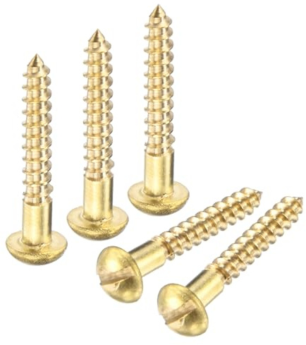 M METERXITY 20-Pack Wood Screws, M2.5 x 18mm Brass Slotted Round Head Self-Tapping Screw Indoor Fasteners for Woodworking/Furniture Repair/Industry/Gardening/DIY Crafts Decorative Screws