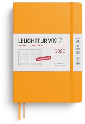 LEUCHTTURM1917 372593 Tageskalender Medium (A5) 2026, 12 Monate, Rising Sun, Deutsch