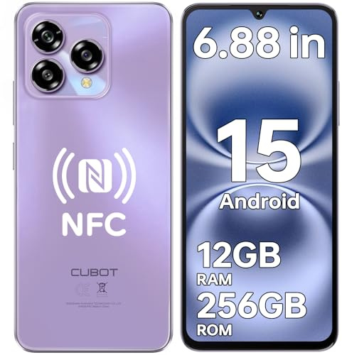 CUBOT A40 Android 15 Mobile Phone 2025-12GB + 256GB, 6.88/120Hz Display SIM-Free & Unlocked Mobile Phones, 48MP Camera, 5100mAh, Smartphone 4G Dual SIM/Face Unlock/OTG/NFC/GPS/Dual Speakers