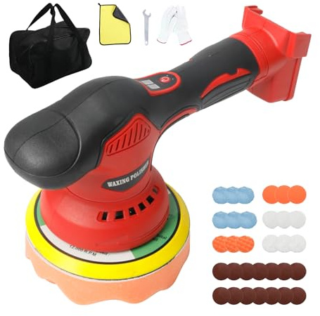 luolety Cordless Car Buffer Polisher for Milwaukee, 6 Inch Brushless Car Polishing Machine Kit, 8 Variable Speed 5500RPM Orbital Polisher for Auto Detailing Waxing Scratch Removing (No Battery)