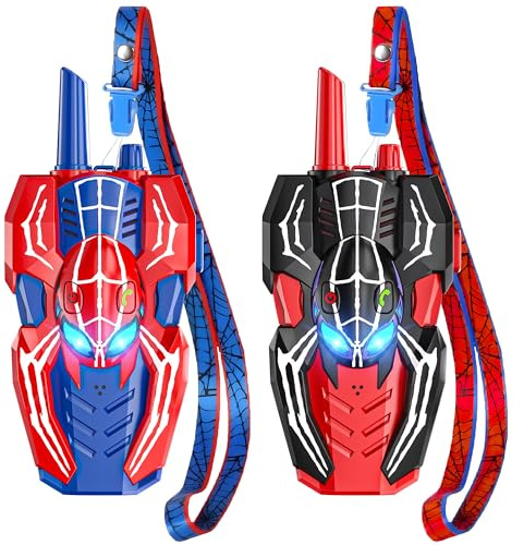 Spider Walkie Talkie Kinder mit Eye Lichter 2er Set - Spielzeug ab 3 4 5 6 7 8 9 10 Jahre Junge Mädchen, Funkgerät Spielsachen für Freien Camping Wandern, Kinder Weihnachten Geburtstags Geschenke