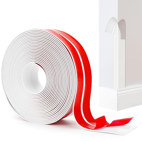 Feirdhoo Selbstklebend Kantenschutz, 6.1m X 4cm Flexible Weichsockelleiste für Zimmertüren, Winkelleiste, Fenster, Leisten, Wände, Zierleisten, Einfach Schneidbar Türkantenschutz Weiß