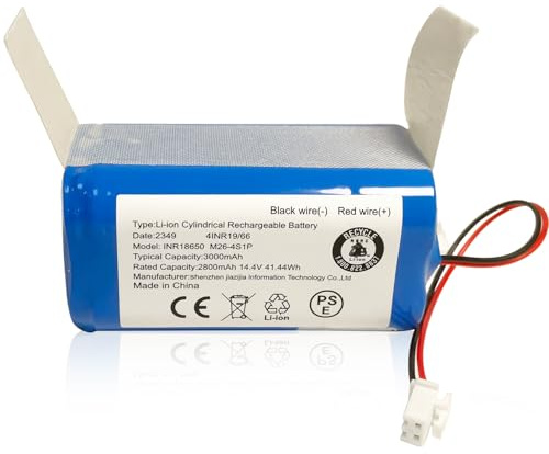 XITAIAN Batteria di Ricambio 14.4V 2800mAh INR18650 M26-4S1P 4INR19/66 per Shark Ion RV1000S RV1100VL RV101AE UR1000SR RV850 RV850BRN RV850WV RV851WV RV871 RV871C RV700_N RV720_N RV725_N(2-Prong Plug)