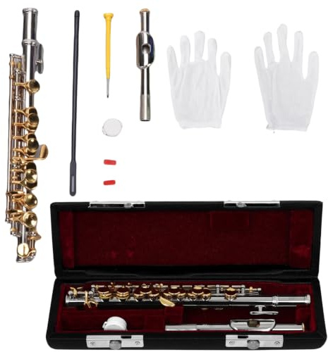 C Flöte Student Flöteninstrument Silber plattiert Messing Open Loch | Keys Flöteninstrument mit Fallzubehör für Schulbänder Übung Aufführung, für Anfänger und Studenten