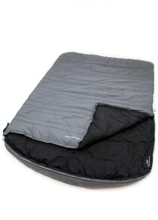 Outdoor Revolution Sun Star Double 300 Sleeping Bag, Grey Pebble, Polyester, 215x150cm, 3 Season, Double Layer Fill, Square Shape