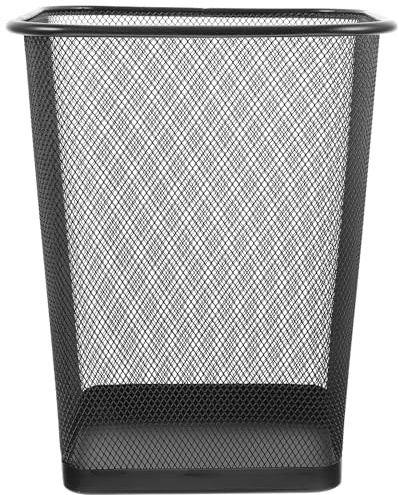 Healeved Poubelle en Fil de Fer Noir Maille Métallique Petite Taille 5L pour Bureau et Maison Corbeille à Papier Recyclage Base Métallique Solide pour Chambre et Espace de Travail