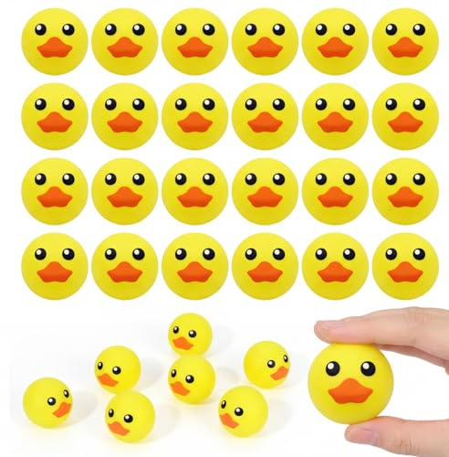 Soulchen 24 Pcs Table Tennis Balls Plastic Novelty Table Tennis Stress Props 40 mm for Party Playing Beach Decor Beer Game Party Favors (Duck)