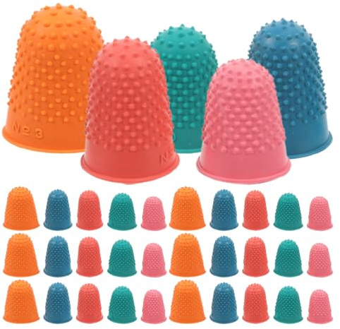 POPETPOP 40pcs Reusable Rubber Finger Safety Covers Multi-Color Grip Pads for Money Counting, Sewing, and Office Tasks – Elastic Protective Finger Guards for Fingertip Shielding