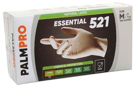 PalmPro Essential 521 Guanti Monouso in Lattice con Polvere Bianchi Elastici Ambidestri. Guanti usa e getta 5,0gr per Ambiti Medici Estetisti Contatto Alimentare Pulizie Lavori Leggeri (100, M)