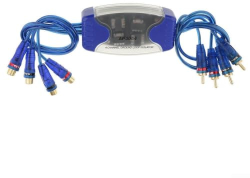 Soleilux Filtre anti-interférence audio RCA à 4 canaux pour voiture, isolateur Ground Loop 50 W, connecteurs 4RCA, noyau en cuivre plaqué or 12 V