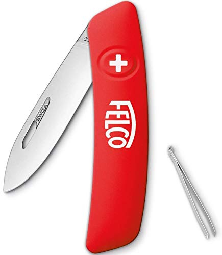 FELCO 500 Schweizer Taschenmesser (3 Funktionen, mit Pinzette, Länge 95 mm, Schneidmesser für Garten / Freizeit, Messer für Rechts-/Linkhänder)