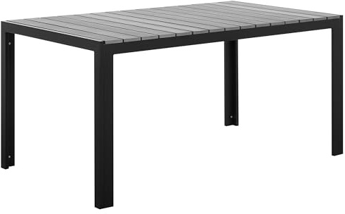 Beliani Gartentisch 150 x 90 cm für 6 Personen Aluminium schwarz Kunstholz grau Como