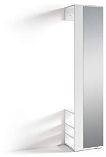 byLIVING Flurgarderobe BEN / Garderobe matt weiß mit Spiegel / Spiegelschrank für Flur mit Kleiderstange und Ablage / B 40, H 184, T 35 cm