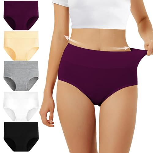 FALARY Mutande Vita Alta Donna in Cotone, Pacco da 5