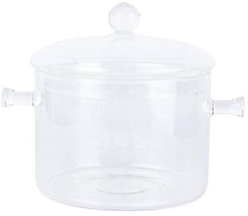 UPKOCH 1.5L High Borosilicate Glass Cooking Pot with Lid, Heat-Resistant Transparent Stockpot, Clear Glass Saucepan for Soup, Noodles, Baby Food, Salad, Stovetop/Microwave Safe, 15x21cm