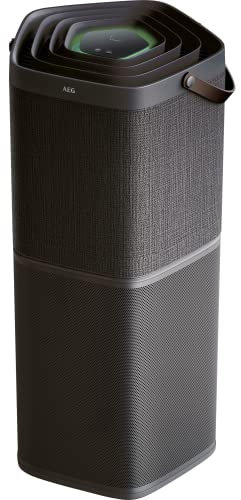 AEG AX91-604DG Luftreiniger / beseitigt 99,9% luftgetragener Bakterien / nur 17 dB(A) / Automatik-Modus / Luftqualitätsanzeige / leistungsstarke Filter / App-Steuerung / bis 129 m² / dunkelgrau
