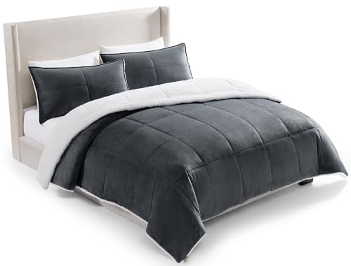 UGG Blissful Comforter Set with 2 Pillow Shams, Warm Winter Bedding, Fluffy Reversible Down Alternative Bedding, King/California King Size Comforter Set, Imperial Blue