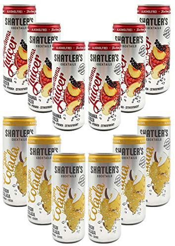 Shatlers Cocktail Virgin Mix - 12 Cocktails - 6er Set Shatlers Virgin Colada + er Set Shatlers Havanna Juicer je 0,25L Alkoholfrei - inklusive Pfand EINWEG