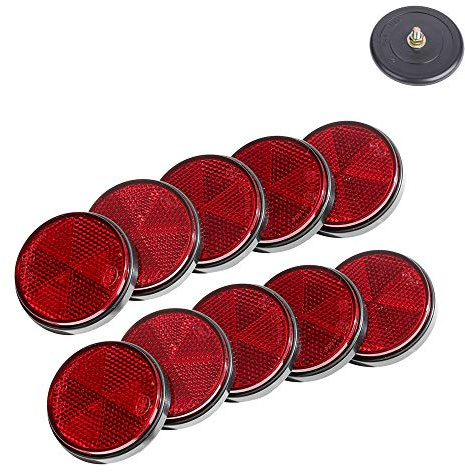 TAEUYYM Red Round Reflectors, Round Red Reflectors for Gate Posts, RV Truck Tractor Trailer Screw Fixing Mount
