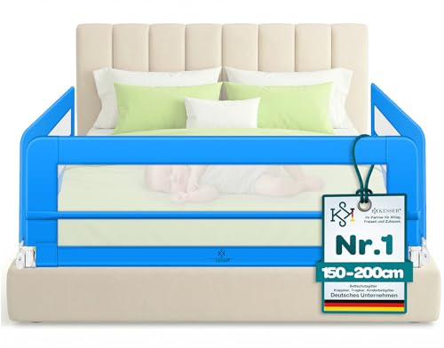 KESSER® Bettgitter 100 cm Bettschutzgitter Kinderbettgitter für Kinder Babybettgitter Klappbar, Tragbar, Kinderbett Kinderbettschutzgitter Rausfallschutz, Bett & Elternbett hoch: 42 cm, Blau