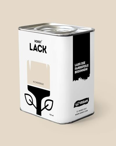 HORST Lack Kichererbse matt 0,75L - Wetterfester Möbel-Lack für Holz, Metall & Kunststoff - Hohe Deckkraft - Geruchsneutral- Spritz- & Tropffrei - Vegan - Beige