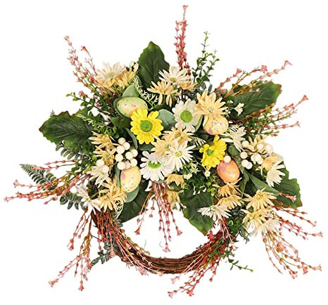 Tubayia Ostern Kranz Künstlicher Chrysantheme Ostereier Girlande Wandbehang Kränze Festival Ornamente