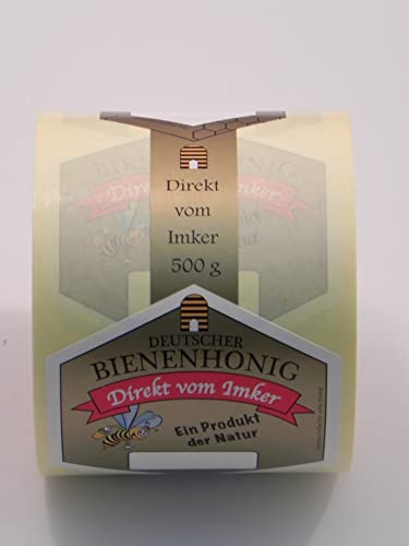 2x 200 Stk. Etiketten f.Honig selbstklebend f.500g Deckellasche auf Rolle Deutscher BienenhonigHonigglasetiketten Honigetiketten Imker,Imkerei