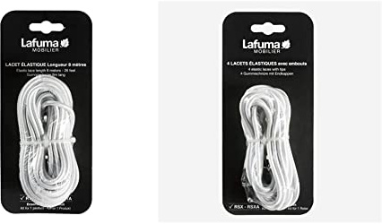 Lafuma Gummischnur für Liegestuhl Siesta L, weiß, 8 m & Gummischnur-Set mit Endkappen für RSX/RSXA, 4 Schnüre, weiß