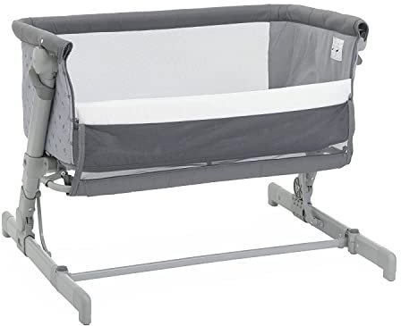 Chicco Next2Me Go Cuna Recién Nacido Lateral, Compatible con Varias Camas, Altura Ajustable, Buena Circulación del Aire, Cuna de Viaje, Plegable, Gris Oscuro