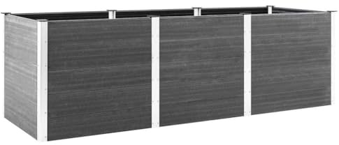 vidaXL Garten Hochbeet Pflanzkasten Gemüsebeet Blumenbeet Pflanzbeet Kräuterbeet Gartenbeet Blumenkasten Witterungsbeständig 300x100x91cm WPC Grau