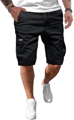 JMIERR Kurze Hosen Herren Baumwolle Cargo Shorts Herren Sommer Freizeithose mit Taschen