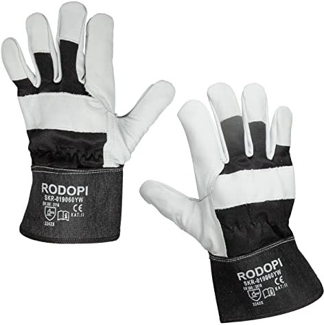 RODOPI Cowboy-Hide Arbeitshandschuhe Leder für Herren und Damen Bauhandschuhe Gr.8-11 Rindvollleder Gartenhandschuhe dornenfest EN 388:2016 Schutzhandschuhe (100 Paar, 9)