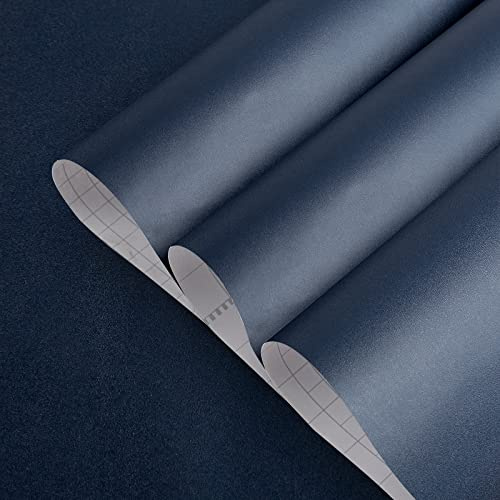 TOTIO Selbstklebende Tapete Marineblau Klebefolie Blau Möbelfolie Blau Selbstklebende Folie Wasserfeste Vinyl-Möbelaufkleber Dunkelblau 40CMx9M Mattes Verdickt Abnehmbar Für Schlafzimmer Wohnzimmer