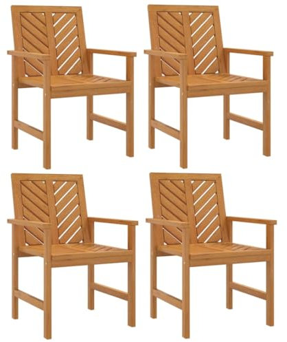 vidaXL Gartenstuhl 4 STK., Essstuhl mit Armlehne, Gartensessel Holzrahmen Latten-Design, Holzstuhl Stuhl für Garten Terrasse Balkon, Massivholz Akazie