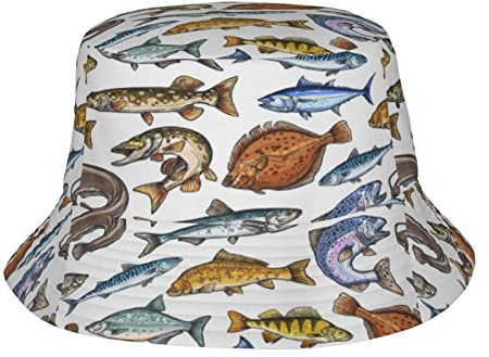 Ahdyr Bucket Hats Fish Blue Marlin Thunfisch Lachs Atmungsaktiver Fischerhut Sonnenhut
