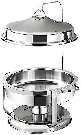 Adima Round Chafing Dish, Stainless Steel Chafing Dish Buffet Set with Lid & Holder Keeps Food Warm In All Catered Events, Shiny Silver