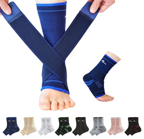 ABIRAM Sprunggelenkbandage für Plantarfasziitis & Fersensporn – Verstellbare Knöchelbandage mit Stützriemen – Atmungsaktive Kompressionsbandage für Achillessehne, Sport für beide Füße