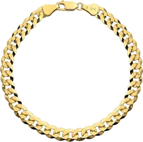 AMAR Luxury -Armband für Männer 925/585 14k Gold, Herrenarmband - Panzer, dickes Geflecht, Geschenk für Männer 925 Silber mit Gold 14k für Männerschmuck, italienische Qualität, 22 cm