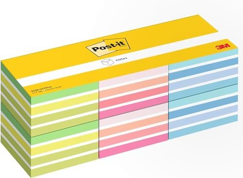 Post-it papperskub, blandade färger, 76 mm x 76 mm, 450 ark/block, 6 block/förpackning