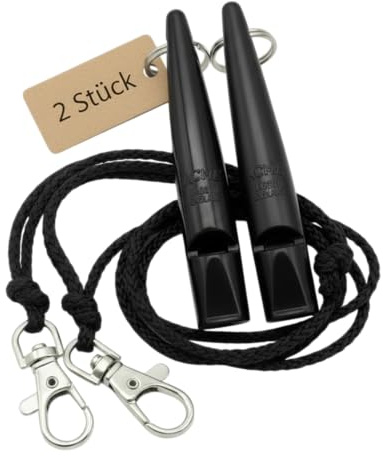 ACME Hundepfeife No. 210,5 mit Pfeifenband | Im Doppelpack | 2 Pfeifen inklusive 2 Bänder | Ideal für den Rückruf - Laut und weitreichend (Black + Black)