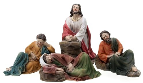 Holyart Jesus und Apostel im Garten Gethsemane, 4 Figuren, Resin, handbemalt, für 10 cm Krippe