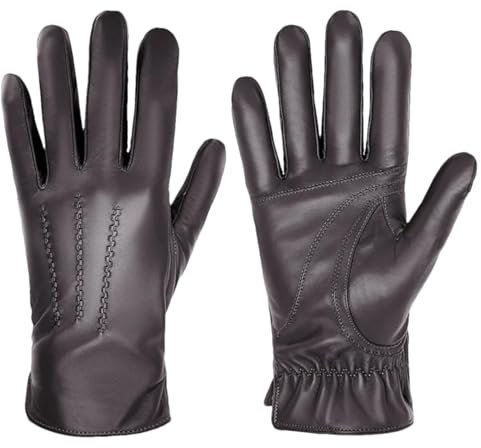 Ornrjfll Herren Schaffell Handschuhe Mode Kaschmir Gefüttert Touchscreen Vollfinger Fäustlinge Winter Warm Reiten Fahren Handschuhe, S168-1Z, XL