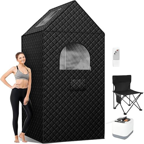 Tragbare Ganzkörper-Saunabox für Zuhause – persönliches Saunazelt mit 3 l 110 V Dampfgarer – ideale Heim-Sauna für Fitnessstudio, Pilates, Whirlpool – Spa-Erlebnis zu Hause
