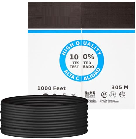 Brightium Cable de Red Cat.6 UTP Rígido AWG24 para Exterior, 305 m - Conexión de red de alta velocidad, ideal para instalaciones fijas.